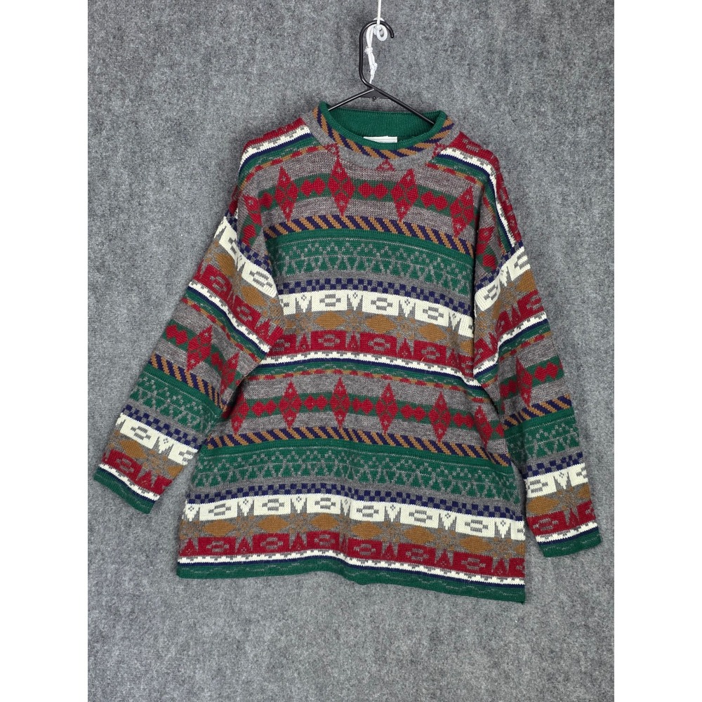 Vintage Jessica Roberts Southwestern Sweater Geometric Pattern Acrylic Sz L Work